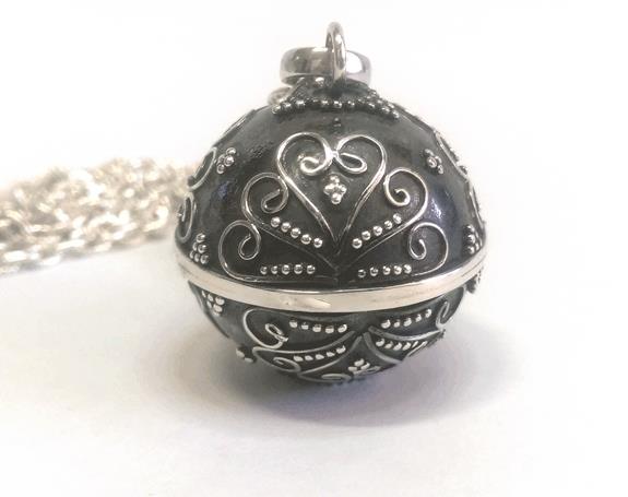 Harmony Ball Necklace with Large Antiqued Harmony Ball - Click Image to Close